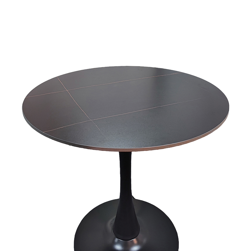 Τραπέζι Balou I pakoworld sintered stone σε μαύρο μαρμάρου Φ70x74εκ