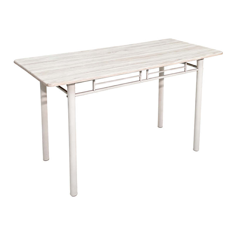 Τραπεζαρία Roza pakoworld σετ 5τμχ mdf sonoma με μεταλλικό λευκό πόδι 110x60x75εκ