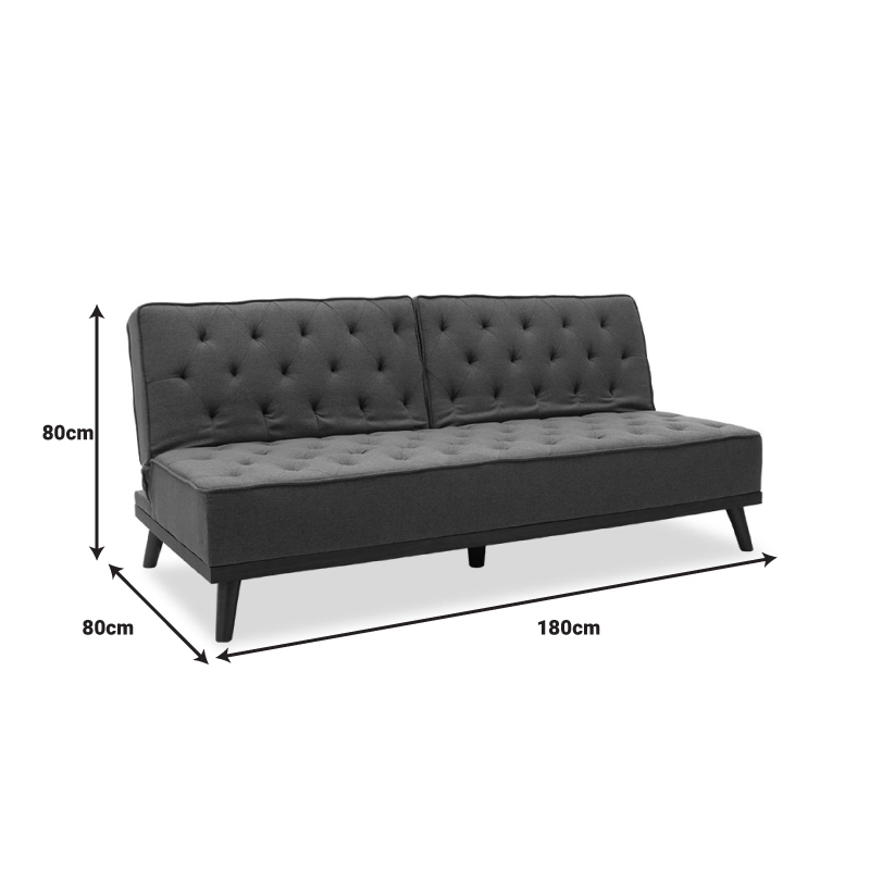 Sofa bed Marco pakoworld in grey fabric 180x80x80cm