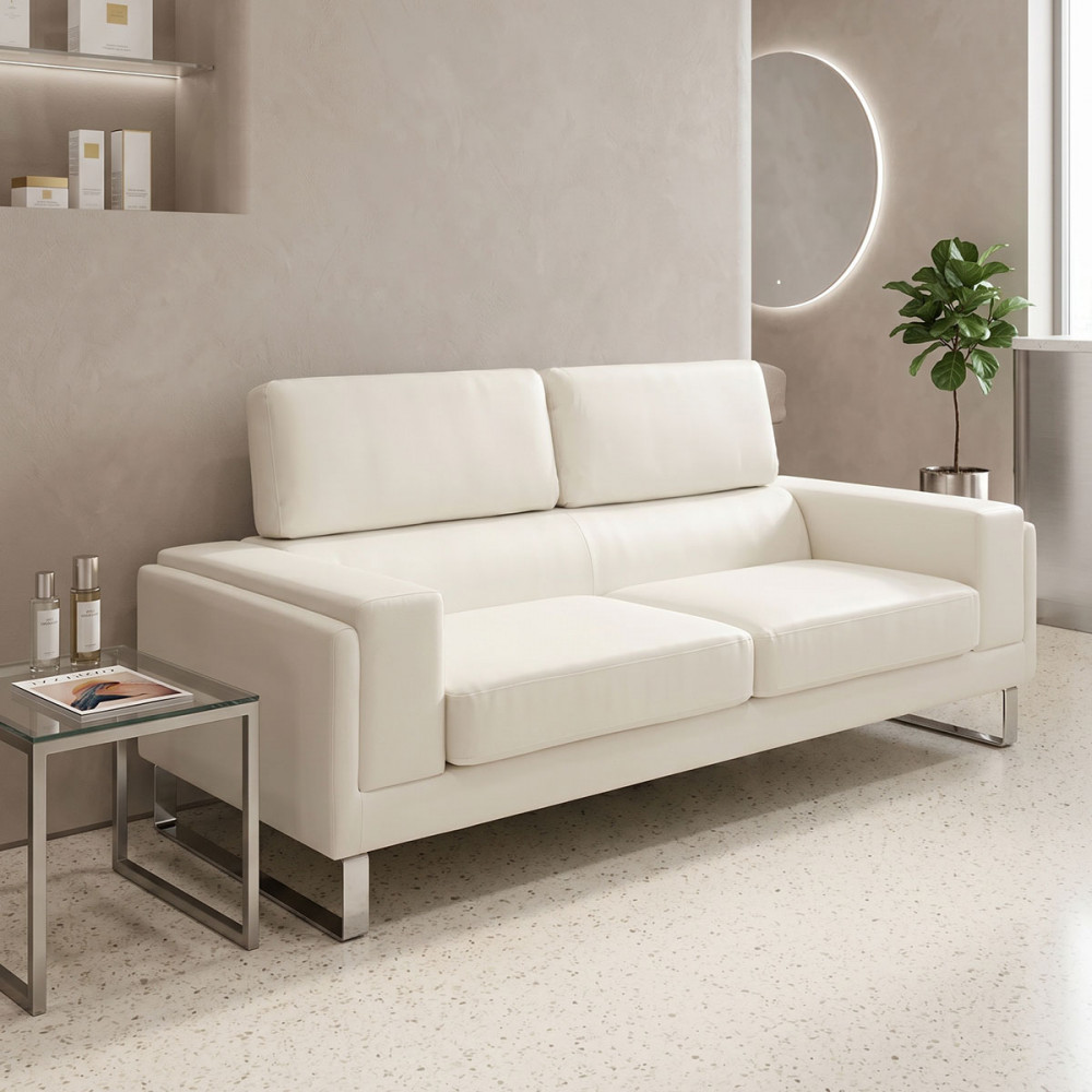 3 seater sofa Shea pakoworld PU ivory-inox 198x80x87cm
