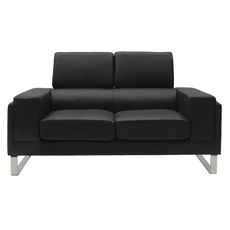 2 seater sofa Shea pakoworld in black pu-inox 158x80x87cm