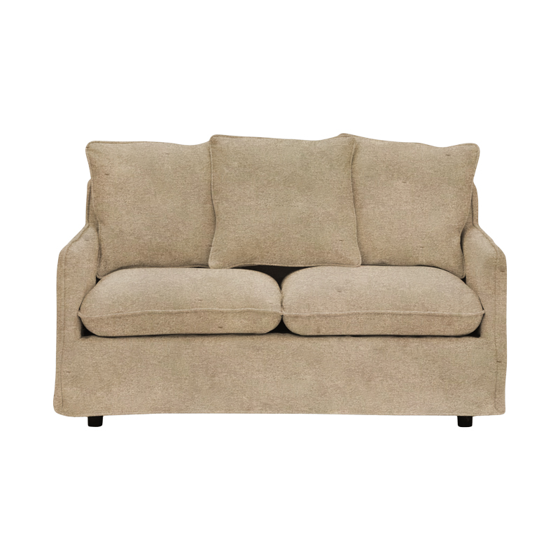 2-seater sofa Interest pakoworld beige fabric with three pillows 140x85x90cm