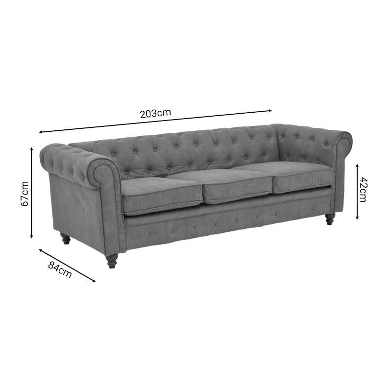 3-seater sofa Incredible pakoworld Chesterfield type brown fabric 203x84x67cm 3-seater sofa Incredible pakoworld Chesterfield type brown fabric 203x84x67cm