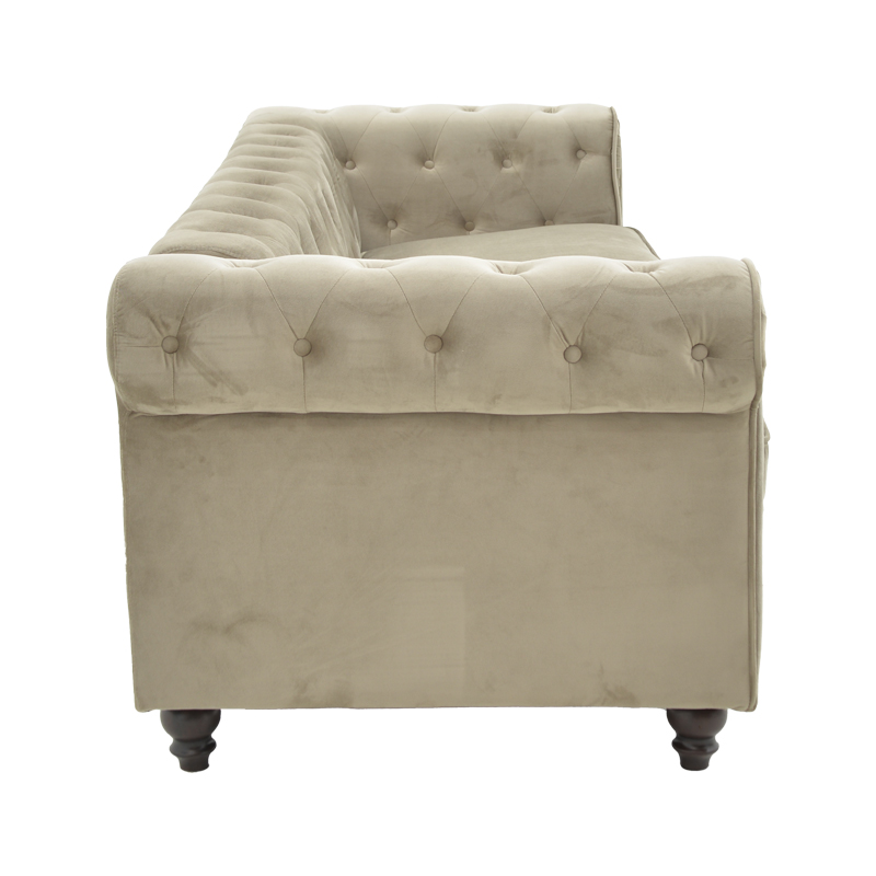 3-seater sofa Incredible pakoworld beige velvet Chesterfield type 203x84x67cm 3-seater sofa Incredible pakoworld beige velvet Chesterfield type 203x84x67cm
