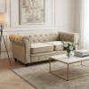 Two-seater sofa Chesterfield type pakoworld velvet in beige shade 160x84x67cm