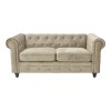 Two-seater sofa Chesterfield type pakoworld velvet in beige shade 160x84x67cm