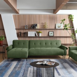 Three-seater reversible sofa bed Nuavid pakoworld khaki green fabric 293x143x85cm Three-seater reversible sofa bed Nuavid pakoworld khaki green fabric 293x143x85cm