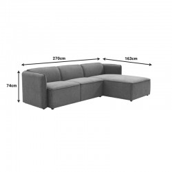 Reversible corner sofa Soofa pakoworld grey fabric 270x163x74cm Reversible corner sofa Soofa pakoworld grey fabric 270x163x74cm