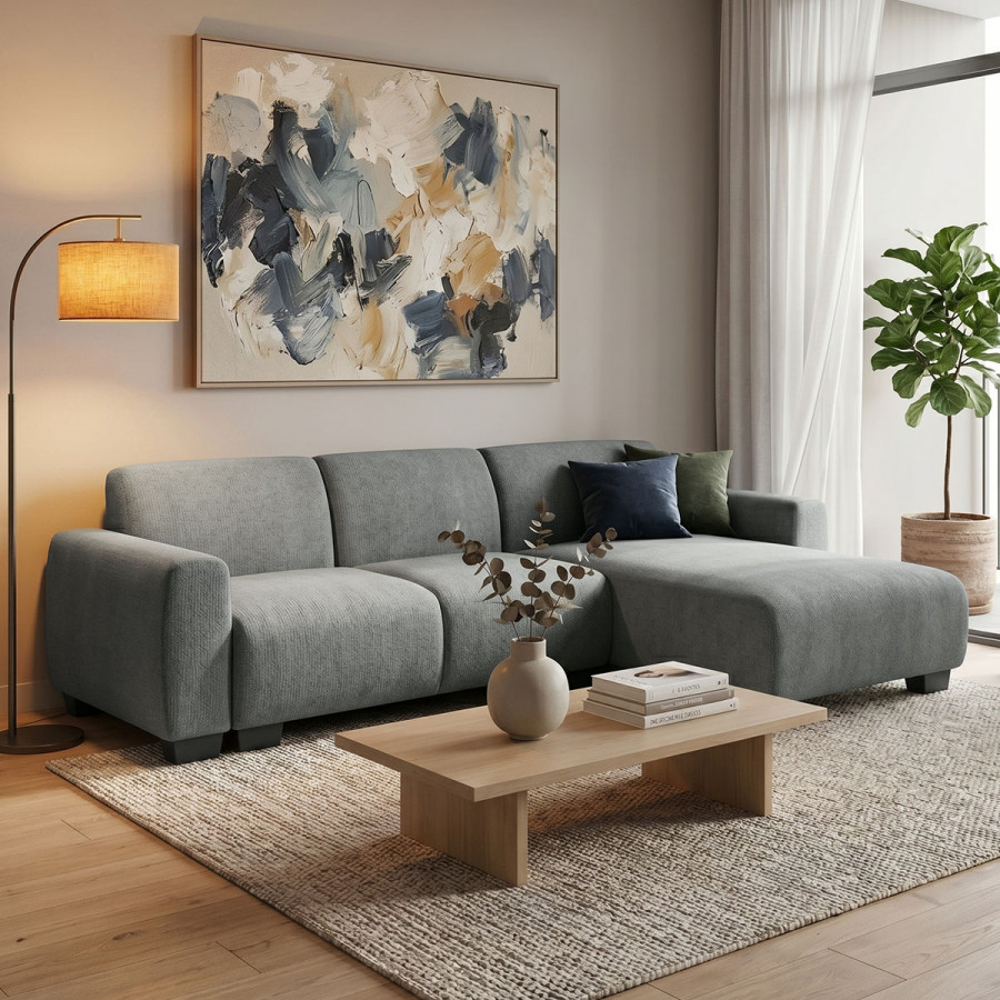 Reversible corner sofa Erros pakoworld fabric in gray shade 287x161x71cm