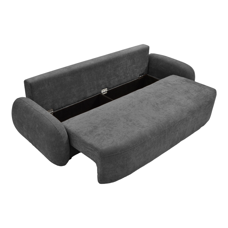 Three-seater sofabed with storage space Sereno pakoworld anthracite fabric 233x91x82cm