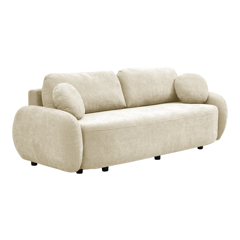 Three-seater sofabed with storage space Sereno pakoworld beige fabric 233x91x82cm