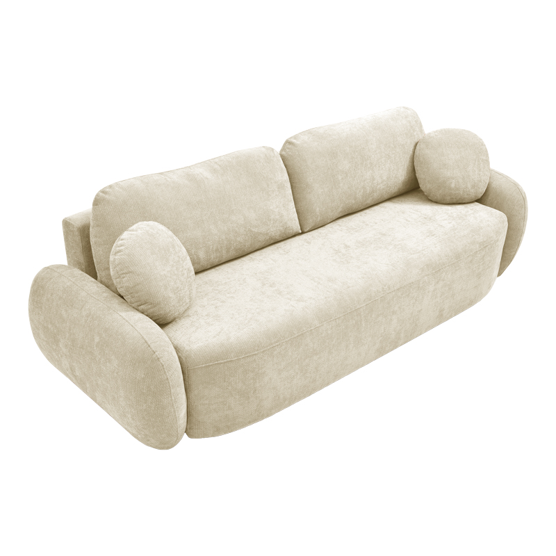 Three-seater sofabed with storage space Sereno pakoworld beige fabric 233x91x82cm