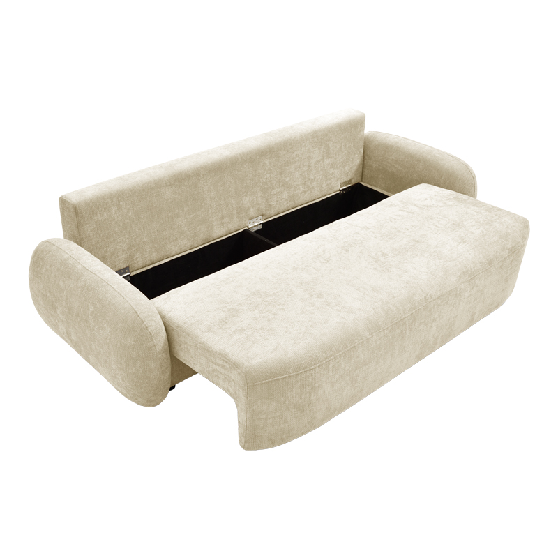 Three-seater sofabed with storage space Sereno pakoworld beige fabric 233x91x82cm