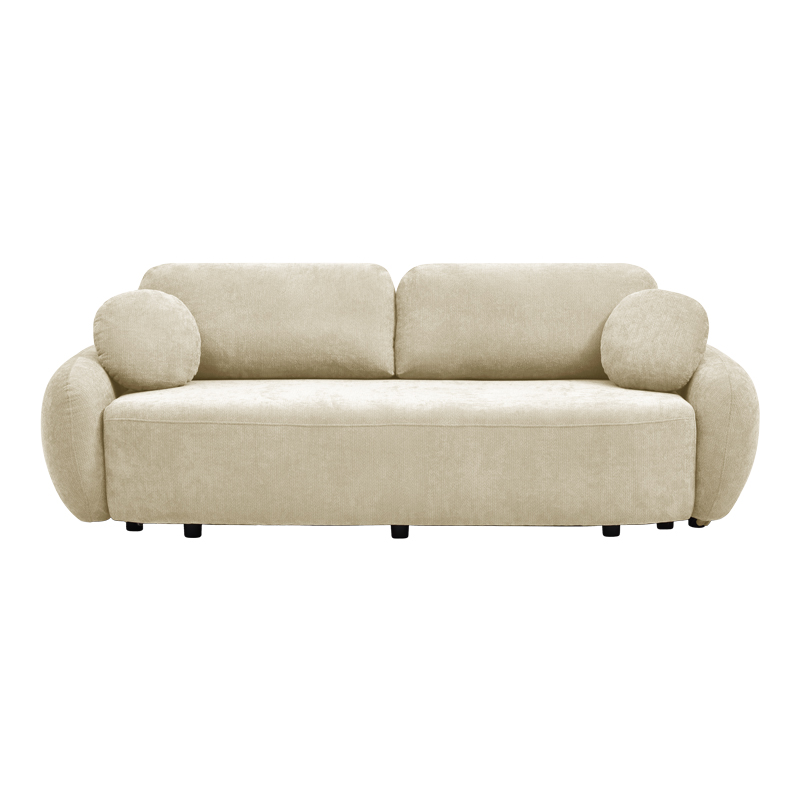 Three-seater sofabed with storage space Sereno pakoworld beige fabric 233x91x82cm