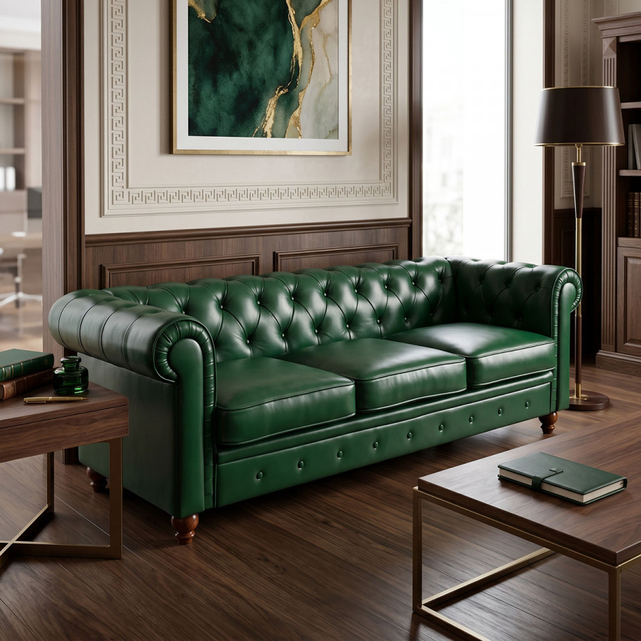Three-seater sofa Chesterfield pakoworld pu cypress 203x84x67cm