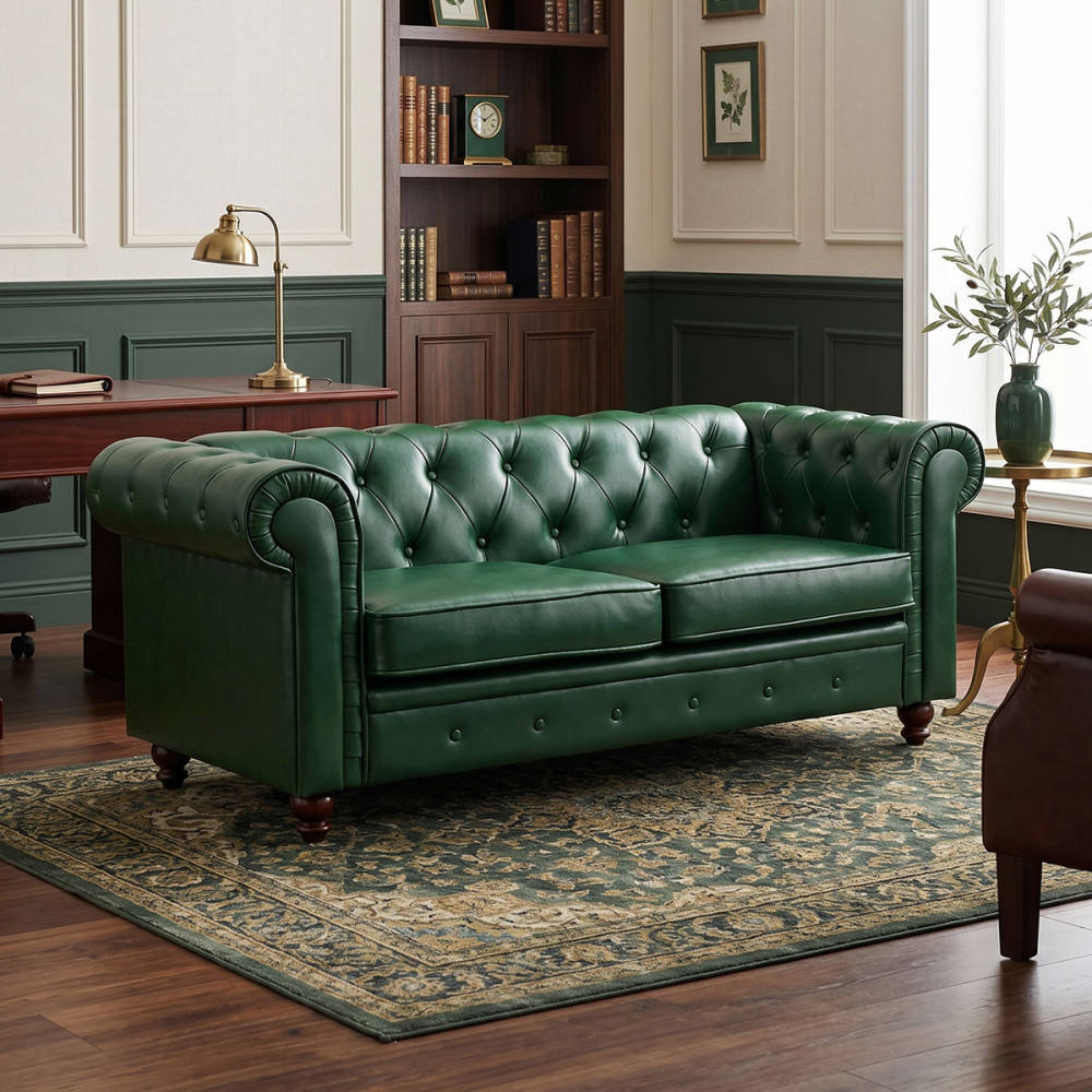 Two-seater sofa Chesterfield pakoworld pu cypress 160x84x67cm