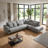 Left corner sofa Maliva pakoworld grey fabric 280x210x100cm