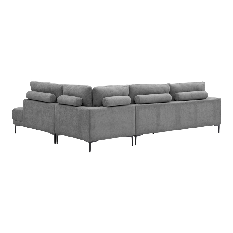 Left corner sofa Maliva pakoworld grey fabric 280x210x100cm