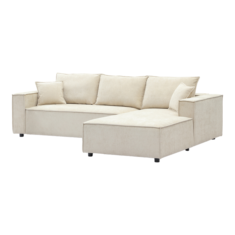 Left corner sofa Maden pakoworld beige fabric 279x203x90cm