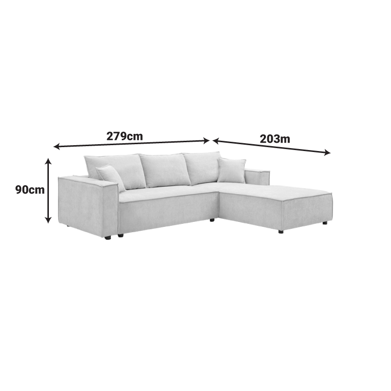 Left corner sofa Maden pakoworld beige fabric 279x203x90cm