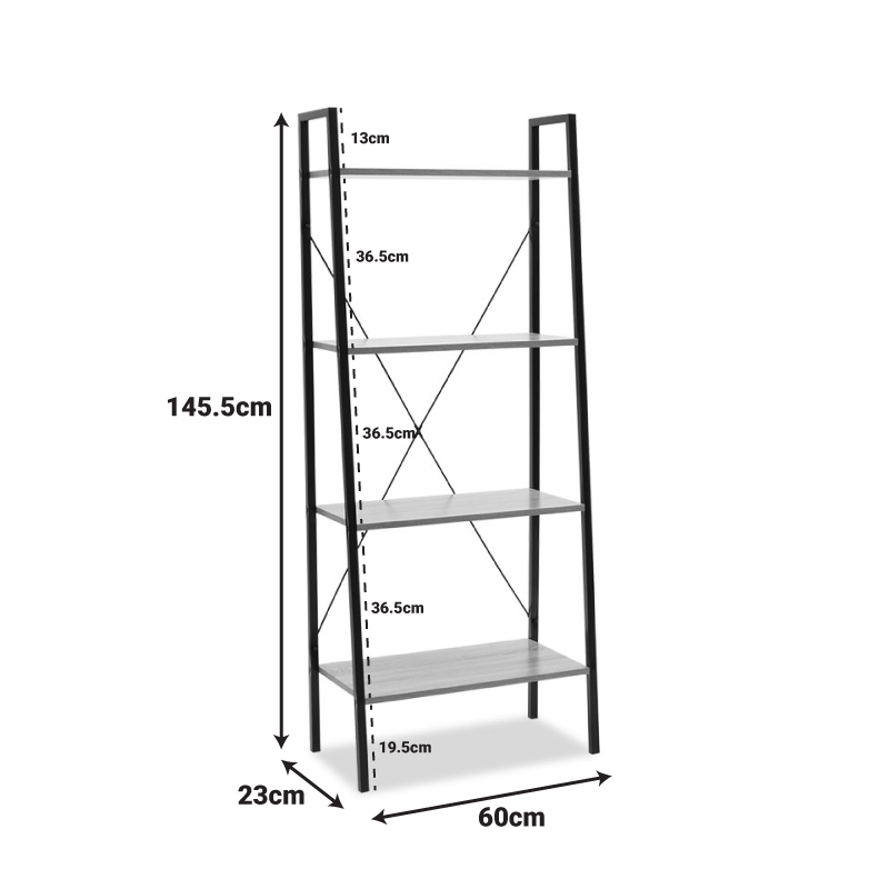 Bookcase Ramon pakoworld modern oak color with black metal frame 60x23x145,5cm Bookcase Ramon pakoworld modern oak color with black metal frame 60x23x145,5cm