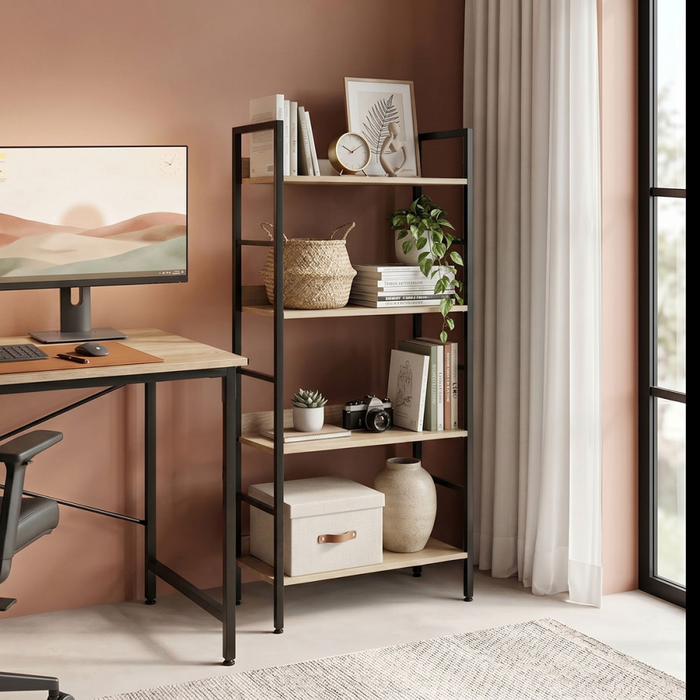 Bookcase Ramon pakoworld in natural-black 60x28x125,5cm