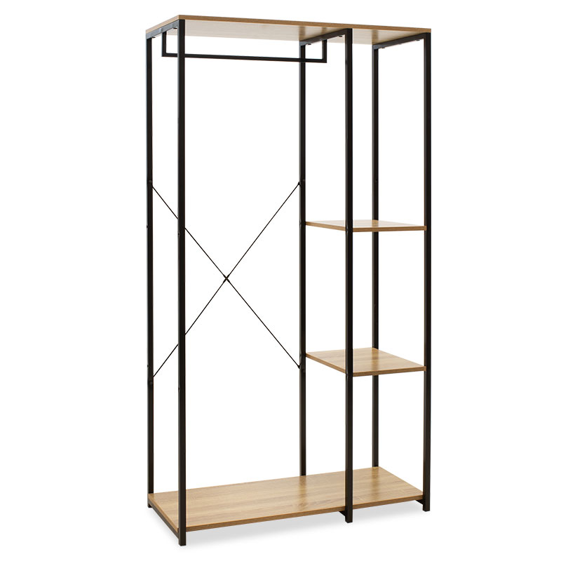 Entrance unit Ramon pakoworld modern oak color with black metal frame 90,5x41x167cm