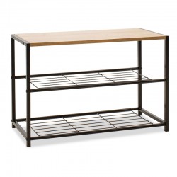 Shoe rack Ramon pakoworld 6 pairs modern oak color with black metal frame 63x30x43cm