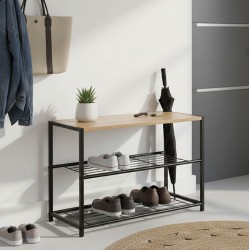 Παπουτσοθήκη Ramon pakoworld 6 ζευγών φυσικό-μαύρο 63x30x43εκ