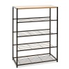 Shoe rack Ramon pakoworld 12 pairs modern oak color with black metal frame 63x30x83cm