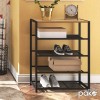 Shoe rack Ramon pakoworld 12 pairs modern oak color with black metal frame 63x30x83cm