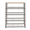 Shoe rack Ramon pakoworld 12 pairs modern oak color with black metal frame 63x30x83cm
