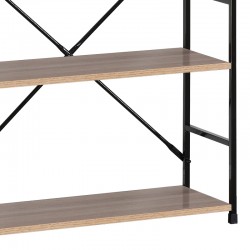 Bookcase-rack Manlo pakoworld natural-black steel 58.6x23.5x80cm Bookcase-rack Manlo pakoworld natural-black steel 58.6x23.5x80cm