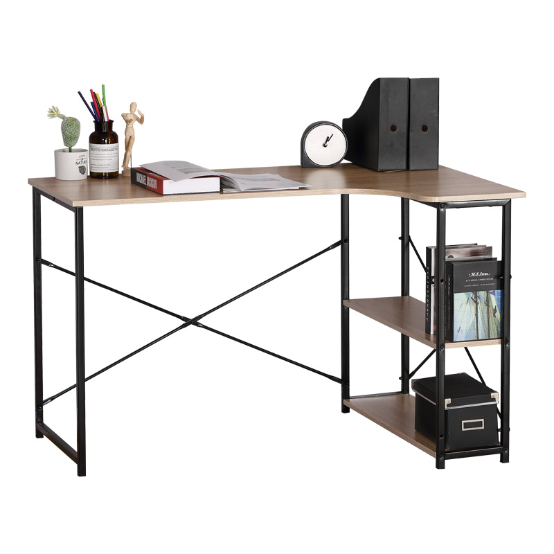 Corner desk Merlin pakoworld right corner in oak shade with black metal 120x73x75cm Corner desk Merlin pakoworld right corner in oak shade with black metal 120x73x75cm