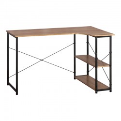 Corner desk Merlin pakoworld right corner in oak shade with black metal 120x73x75cm Corner desk Merlin pakoworld right corner in oak shade with black metal 120x73x75cm
