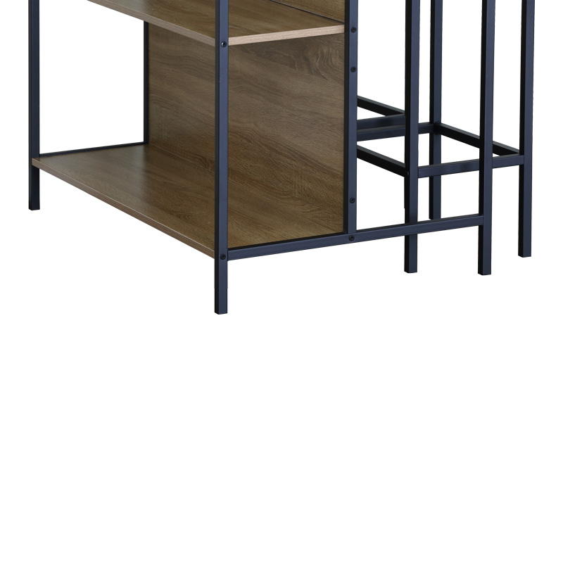 Set table bar Bailon pakoworld in oak shade with black metal 100x60x95cm