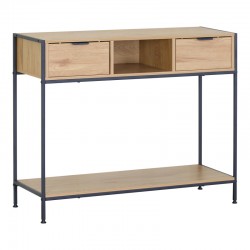 Console Regando pakoworld in oak color with black metal 100x35x80cm