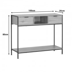 Console Regando pakoworld in oak color with black metal 100x35x80cm