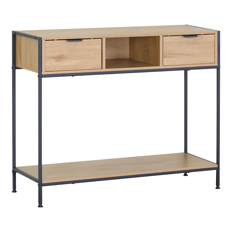 Console Regando pakoworld in oak color with black metal 100x35x80cm