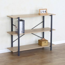 Floor shelf Nebranzo pakoworld in oak color with black metal 106x35x80cm Floor shelf Nebranzo pakoworld in oak color with black metal 106x35x80cm