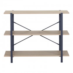 Floor shelf Nebranzo pakoworld in oak color with black metal 106x35x80cm Floor shelf Nebranzo pakoworld in oak color with black metal 106x35x80cm
