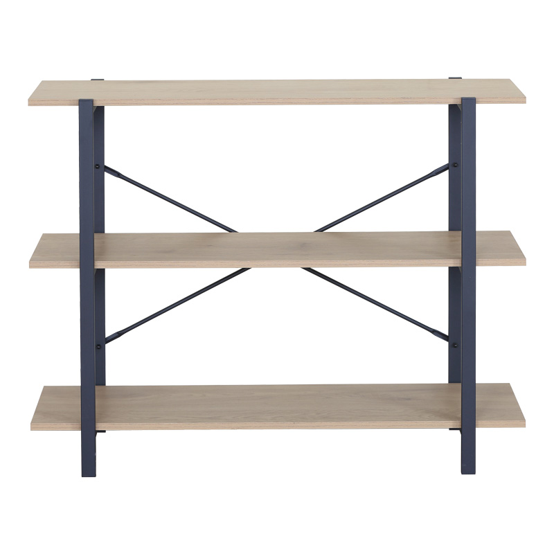 Floor shelf Nebranzo pakoworld in oak color with black metal 106x35x80cm Floor shelf Nebranzo pakoworld in oak color with black metal 106x35x80cm
