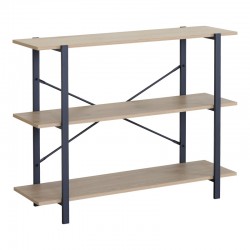 Floor shelf Nebranzo pakoworld in oak color with black metal 106x35x80cm Floor shelf Nebranzo pakoworld in oak color with black metal 106x35x80cm