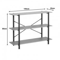 Floor shelf Nebranzo pakoworld in oak color with black metal 106x35x80cm Floor shelf Nebranzo pakoworld in oak color with black metal 106x35x80cm