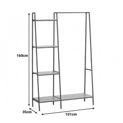 Entrance unit-shelf Herevy pakoworld in oak color with black metal 101x35x160cm