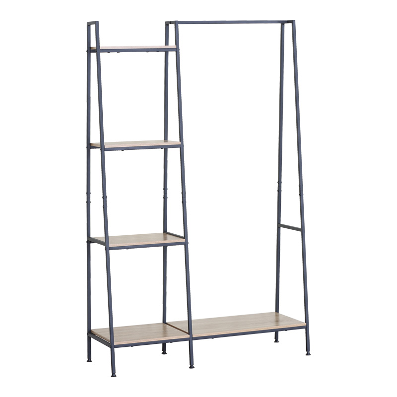 Entrance unit-shelf Herevy pakoworld in oak color with black metal 101x35x160cm