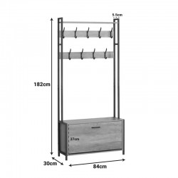 Entrance unit Ventoria pakoworld in oak color with black metal 84x30x182cm