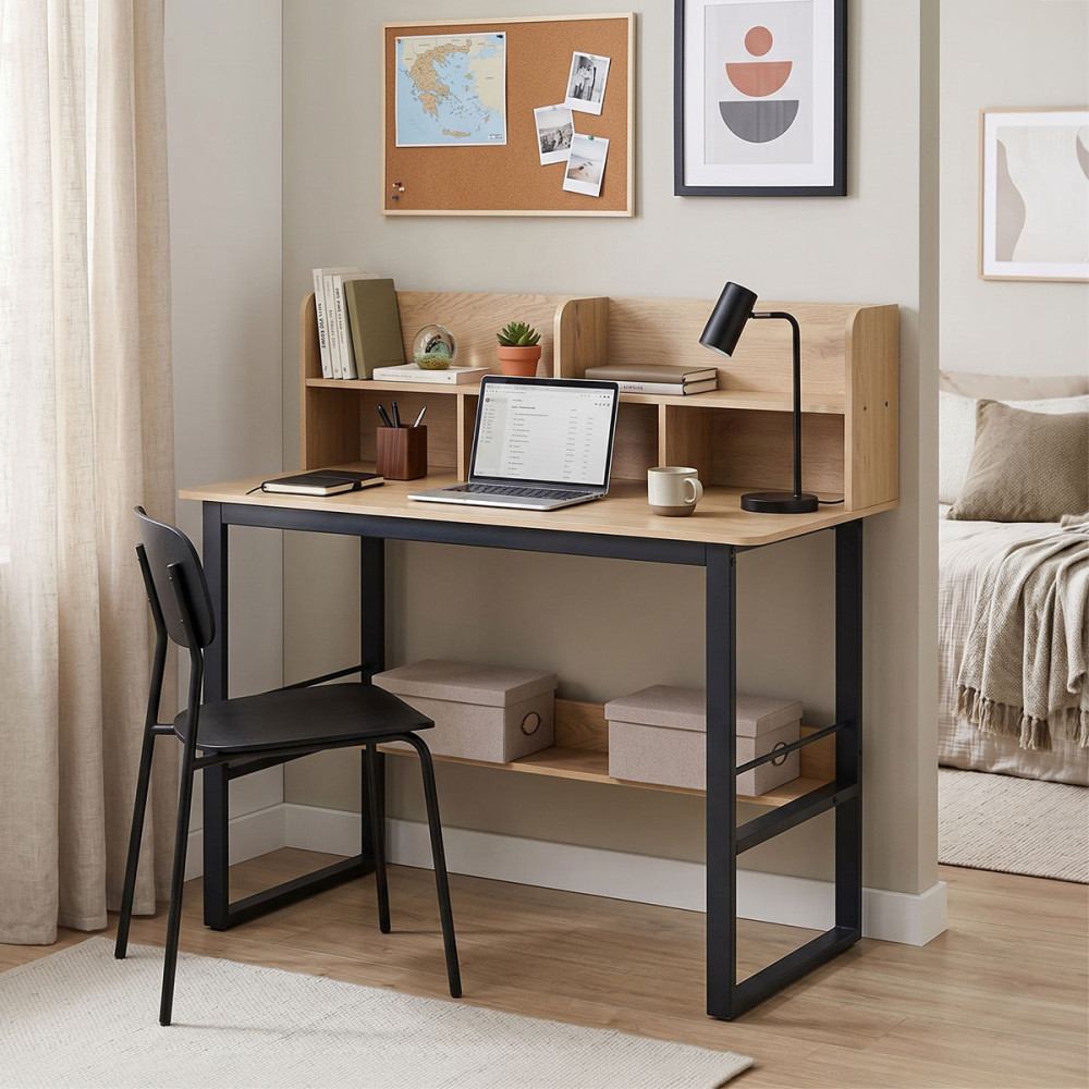 Work desk Biuro pakoworld oak- black metal 120x60x103cm
