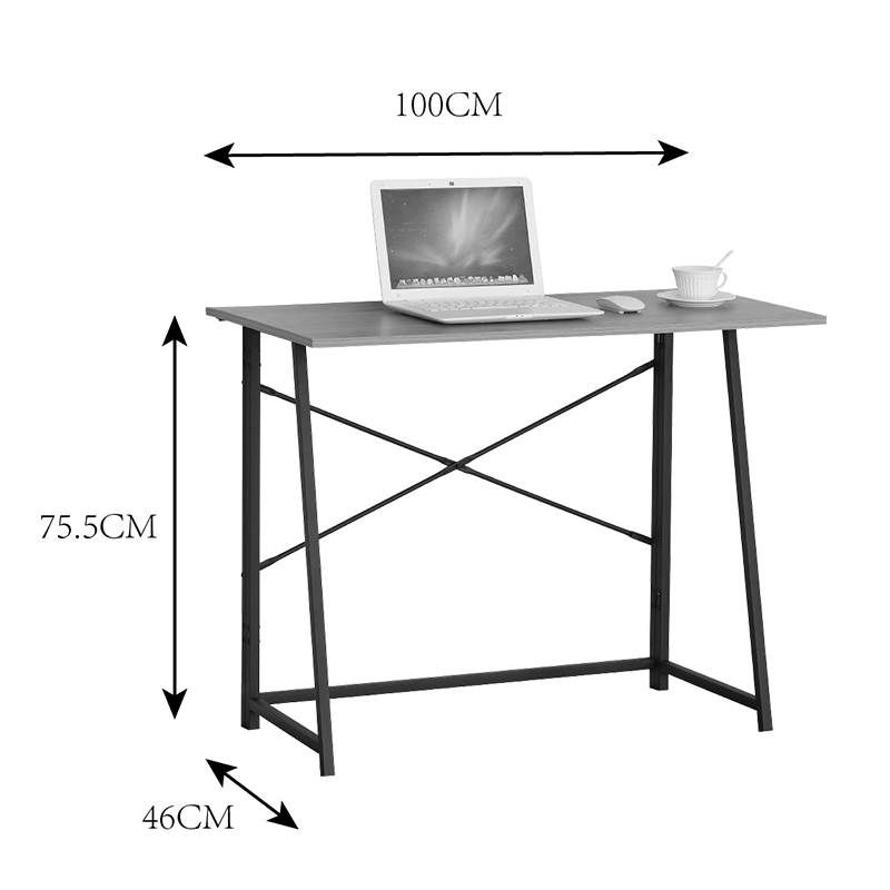 Siklo folding work desk pakoworld oak- black metal 100x46x75.5cm