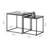 Masuta pakoworld coffee tables 2 pcs. mdf black with marble effect-black metal